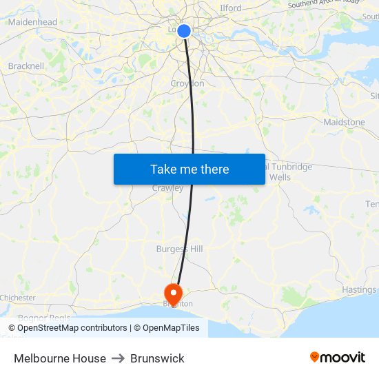 Melbourne House to Brunswick map
