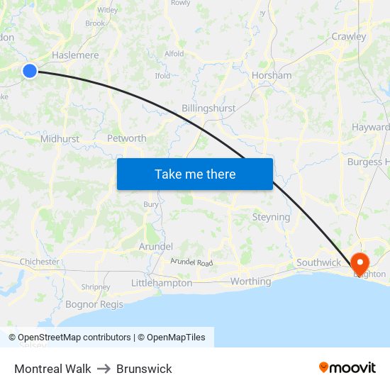 Montreal Walk to Brunswick map