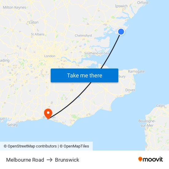 Melbourne Road to Brunswick map