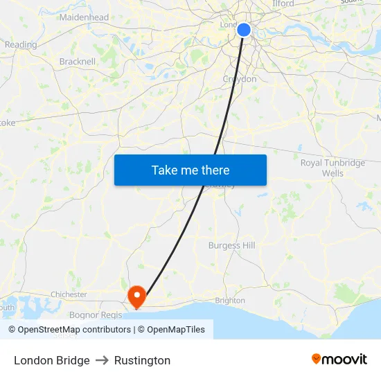 London Bridge to Rustington map