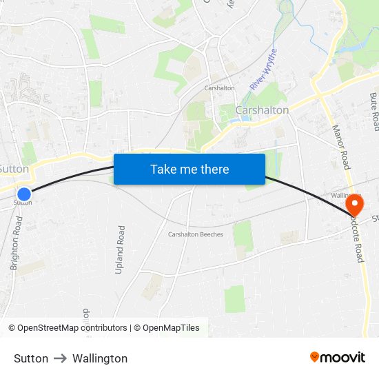 Sutton to Wallington map