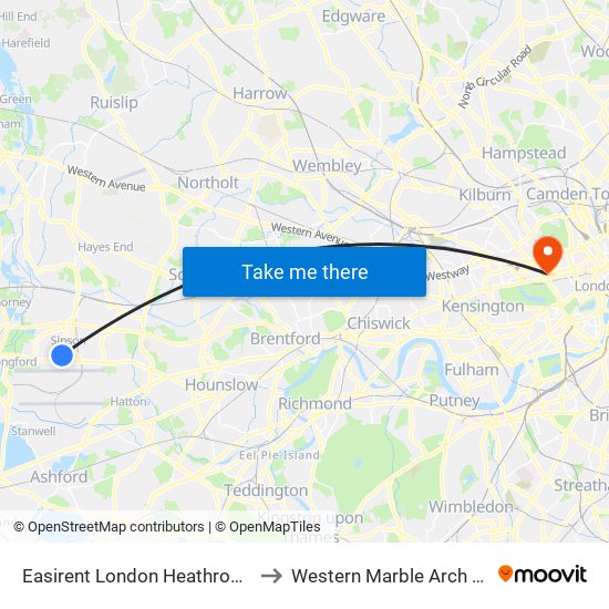 Easirent London Heathrow Airport Lhr to Western Marble Arch Synagogue map