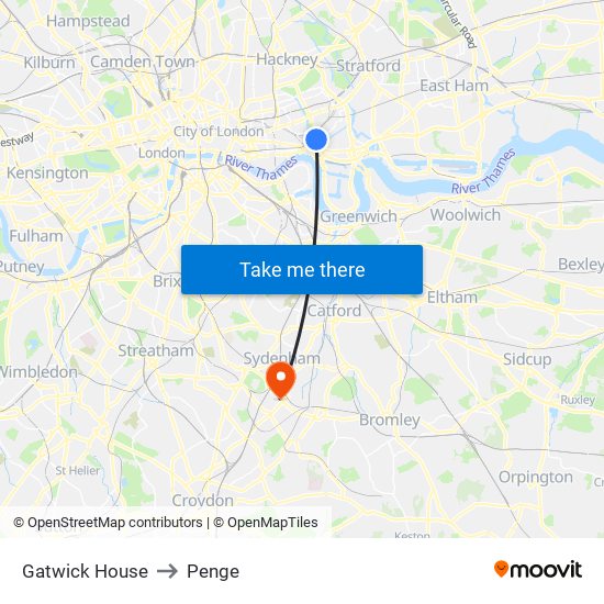 Gatwick House to Penge map