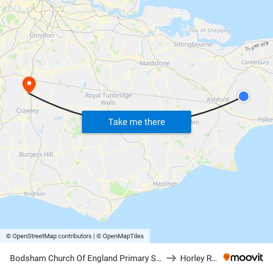 Bodsham Church Of England Primary School to Horley Row map