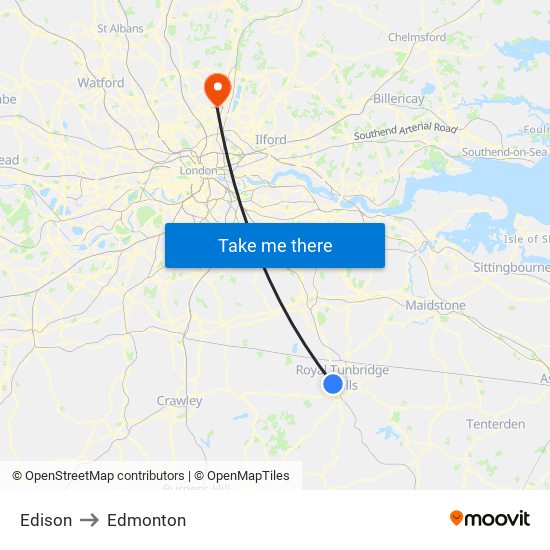 Edison to Edmonton map