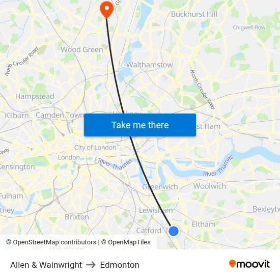 Allen & Wainwright to Edmonton map