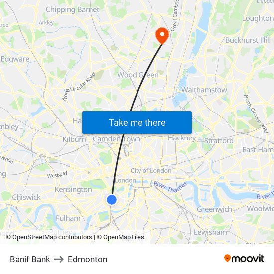 Banif Bank to Edmonton map