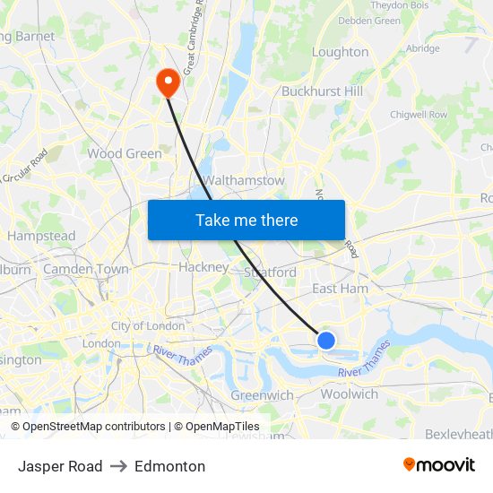 Jasper Road to Edmonton map