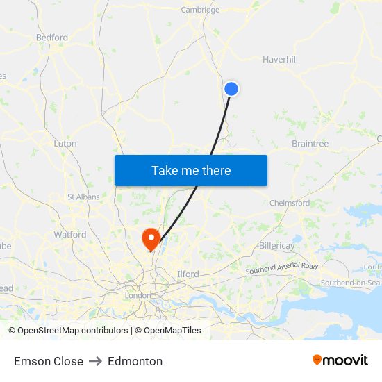 Emson Close to Edmonton map