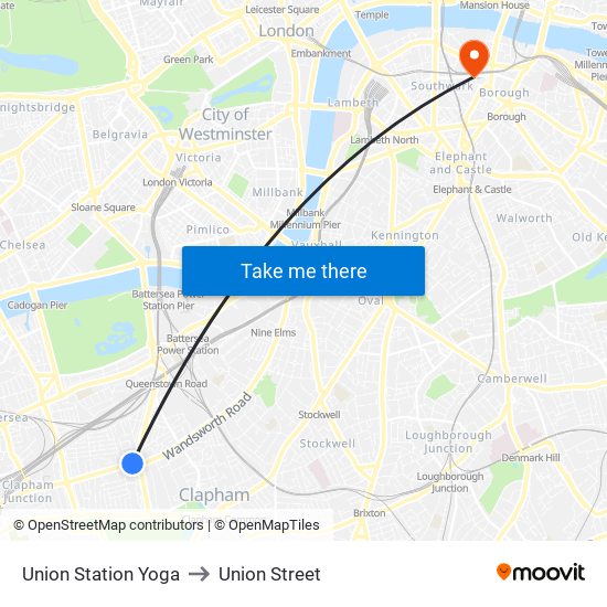 Union Station Yoga to Union Street map
