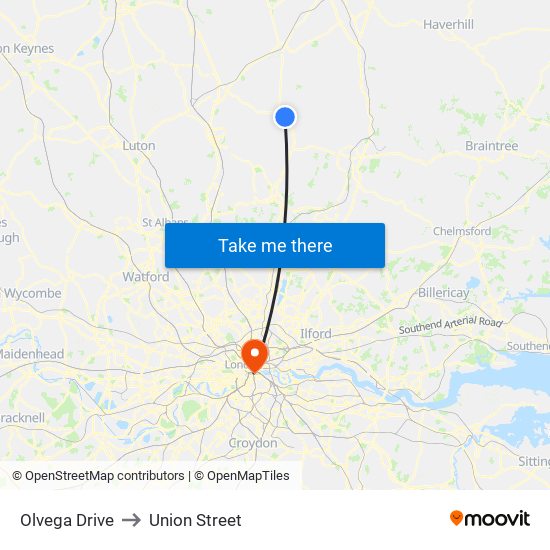 Olvega Drive to Union Street map