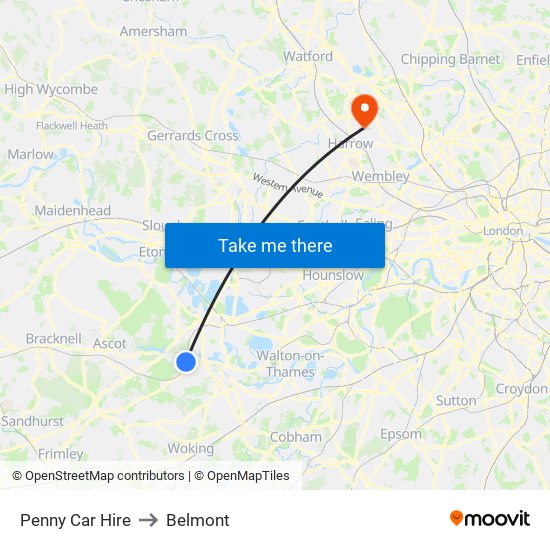 Penny Car Hire to Belmont map