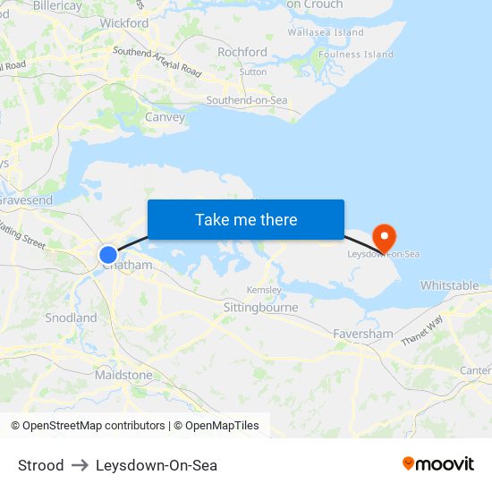 Strood to Leysdown-On-Sea map