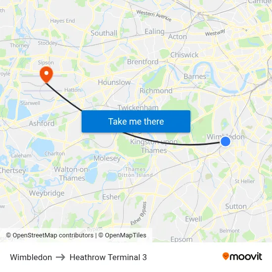 Wimbledon to Heathrow Terminal 3 with public transportation