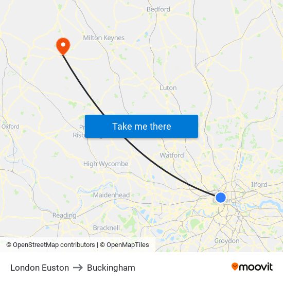 London Euston to Buckingham map