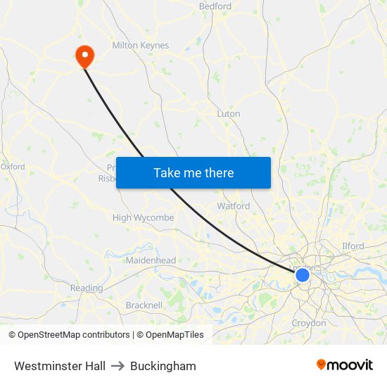 Westminster Hall to Buckingham map