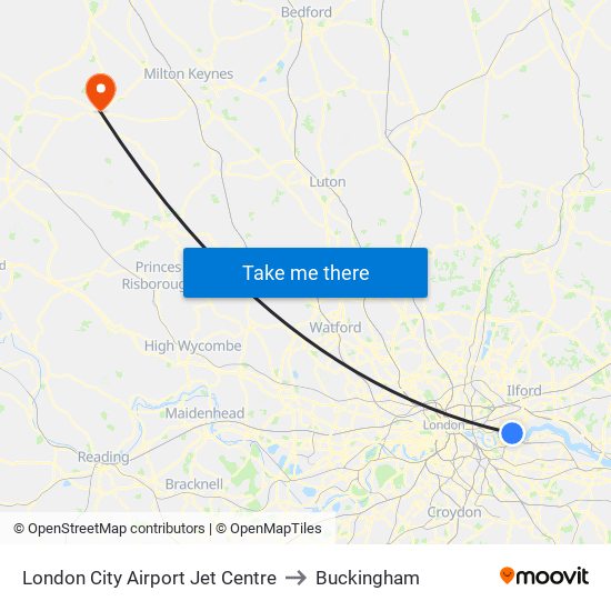 London City Airport Jet Centre to Buckingham map