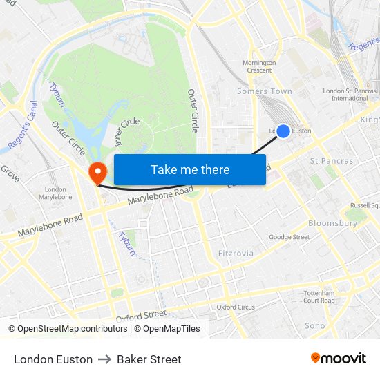 London Euston to Baker Street map