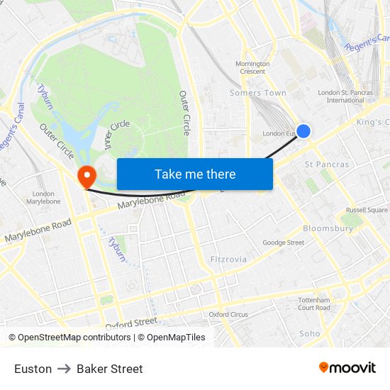 Euston to Baker Street map