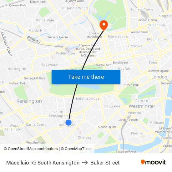 Macellaio Rc South Kensington to Baker Street map