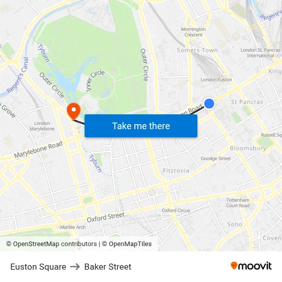 Euston Square to Baker Street map