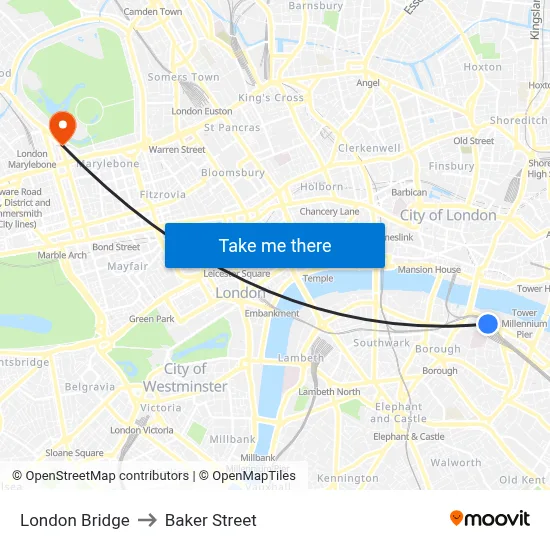 London Bridge to Baker Street map