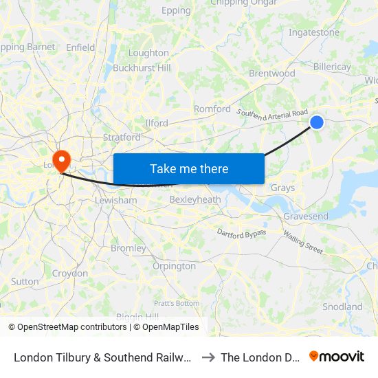 London Tilbury & Southend Railway Substation to The London Dungeon map