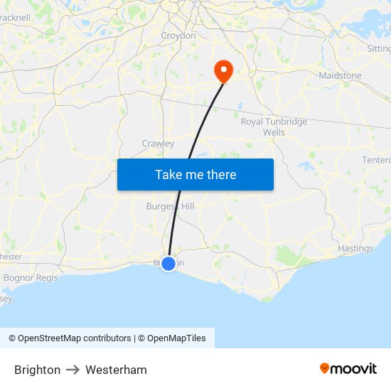 Brighton to Westerham map