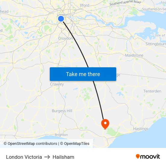 London Victoria to Hailsham map