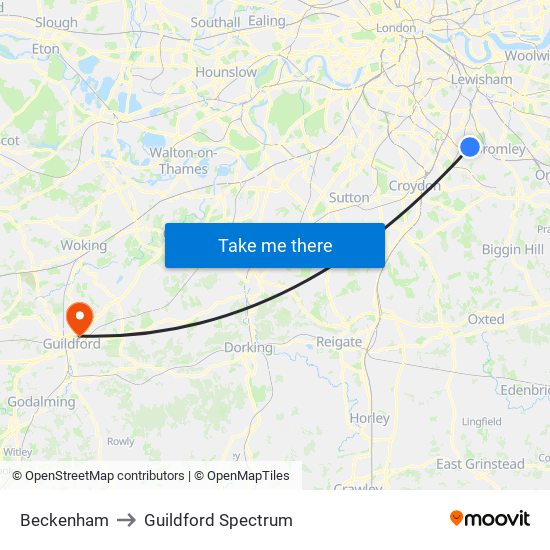 Beckenham to Guildford Spectrum map