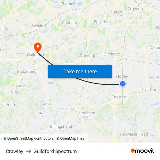 Crawley to Guildford Spectrum map