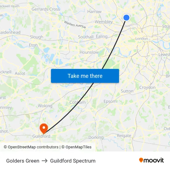 Golders Green to Guildford Spectrum map