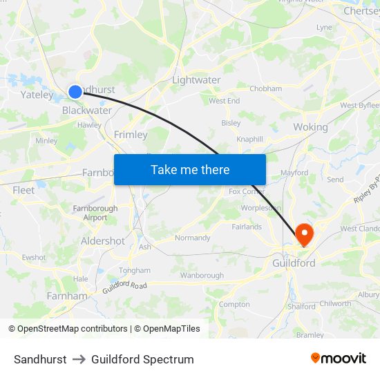 Sandhurst to Guildford Spectrum map