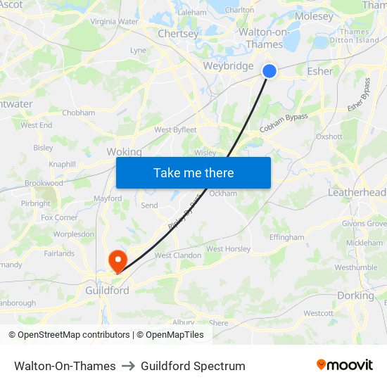 Walton-On-Thames to Guildford Spectrum map