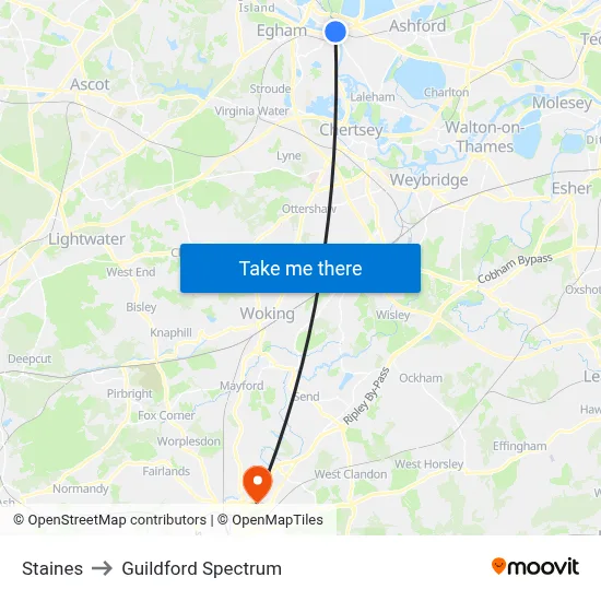 Staines to Guildford Spectrum map