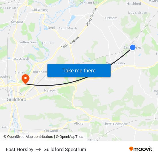 East Horsley to Guildford Spectrum map