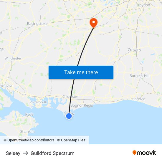 Selsey to Guildford Spectrum map