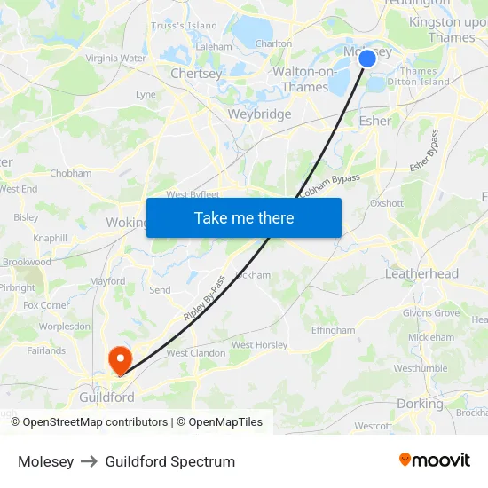 Molesey to Guildford Spectrum map