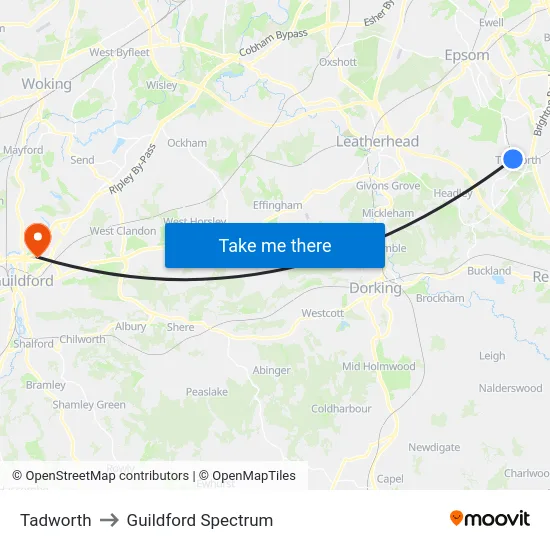 Tadworth to Guildford Spectrum map