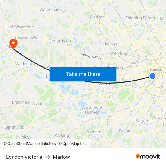 London Victoria to Marlow map