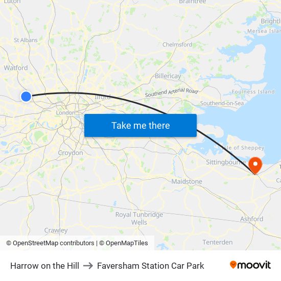 Harrow on the Hill to Faversham Station Car Park map