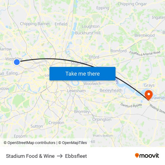 Stadium Food & Wine to Ebbsfleet map