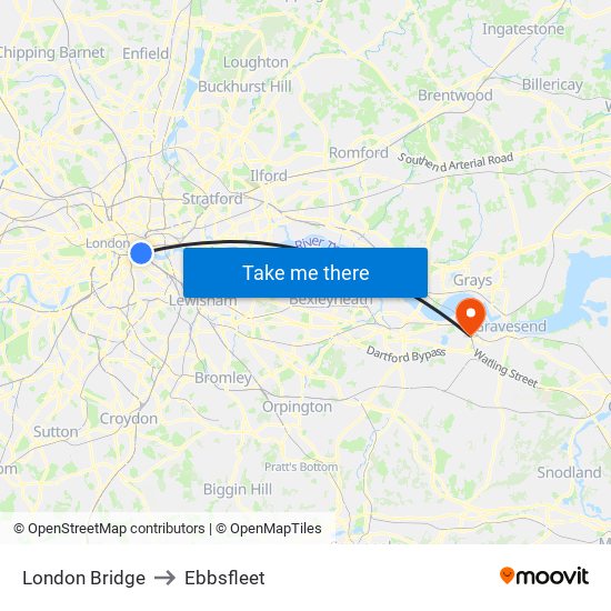 London Bridge to Ebbsfleet map