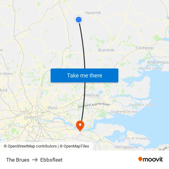 The Brues to Ebbsfleet map