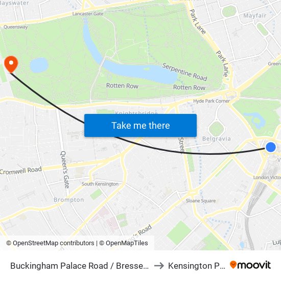 Buckingham Palace Road / Bressenden Place to Kensington Palace map