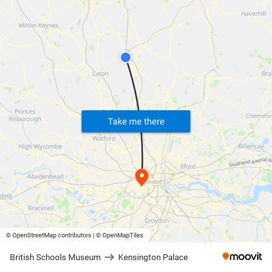 British Schools Museum to Kensington Palace map