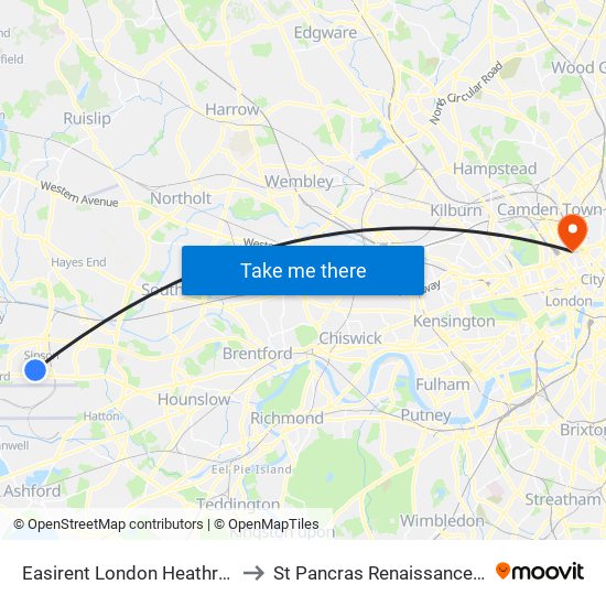 Easirent London Heathrow Airport Lhr to St Pancras Renaissance London Hotel map