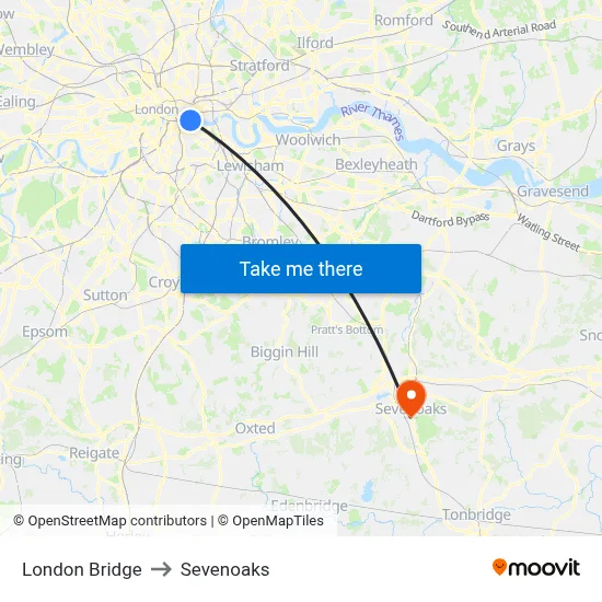 London Bridge to Sevenoaks map