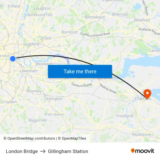 London Bridge to Gillingham Station map