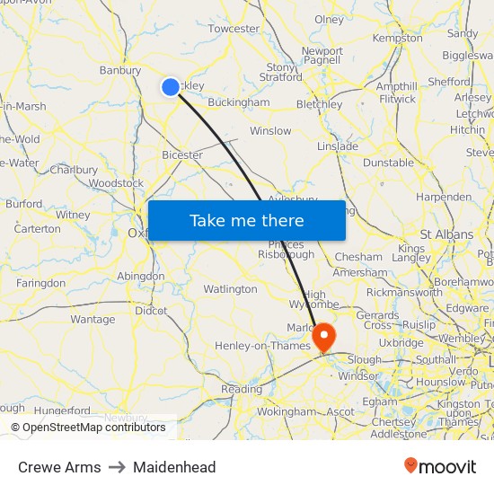 Crewe Arms to Maidenhead map